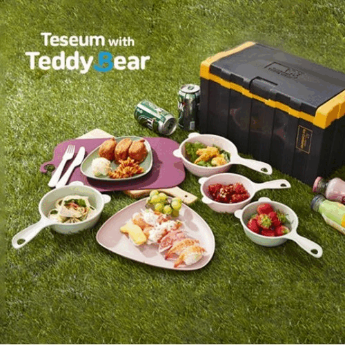 [Teseum with Teddy Bear] 테지움 테디베어 아이스 컨테이너 + 캠핑세트 7p